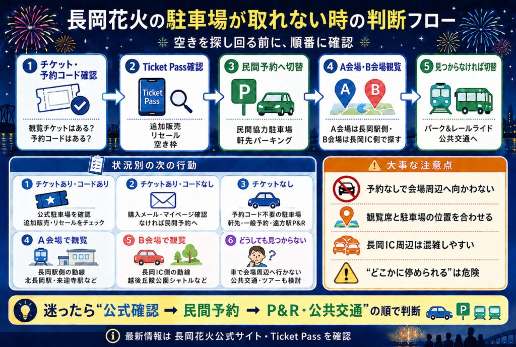 長岡花火大会の駐車場予約が取れない時の対策7選|公式リセール 長岡花火大会の駐車場予約が取れない時の対策7選|公式リセール