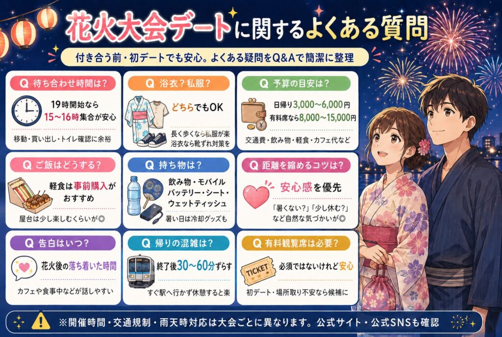 花火大会デートに関するよくある質問