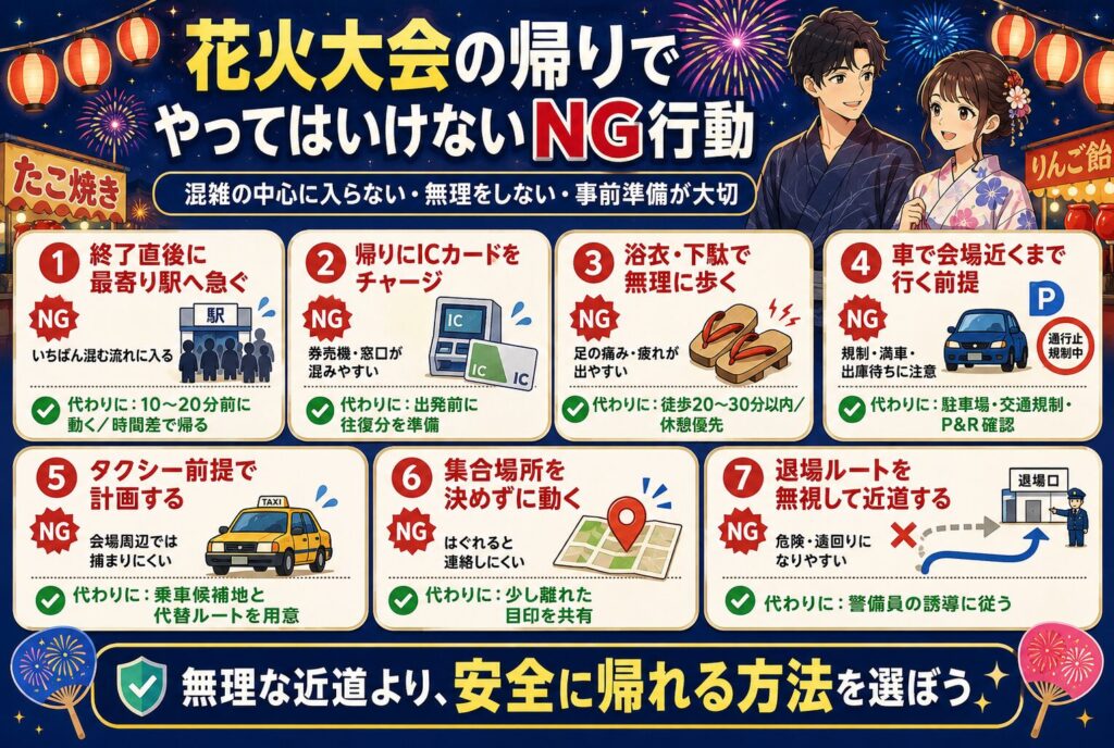 花火大会の帰りでやってはいけないNG行動