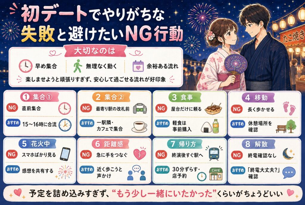 初デートでやりがちな失敗と避けたいNG行動