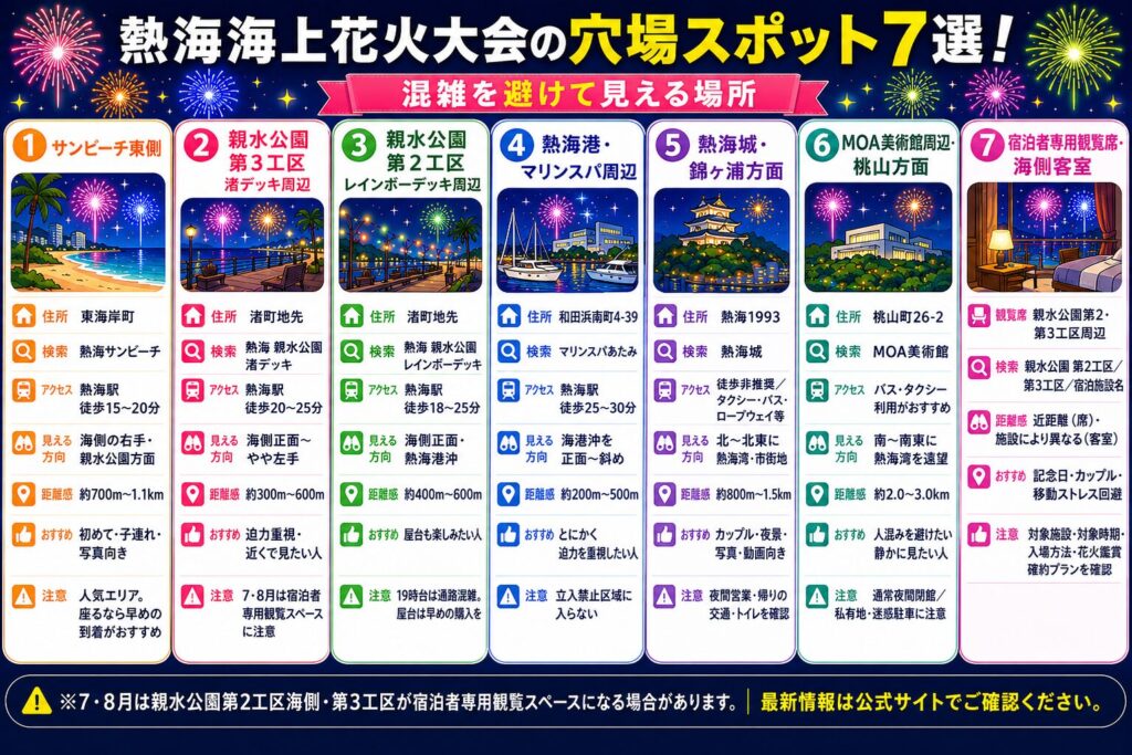 熱海海上花火大会の穴場スポット7選！混雑を避けて見える場所