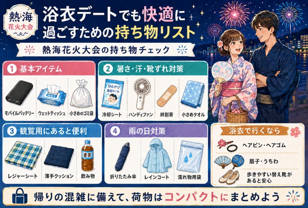 浴衣デートでも快適に過ごすための持ち物リスト