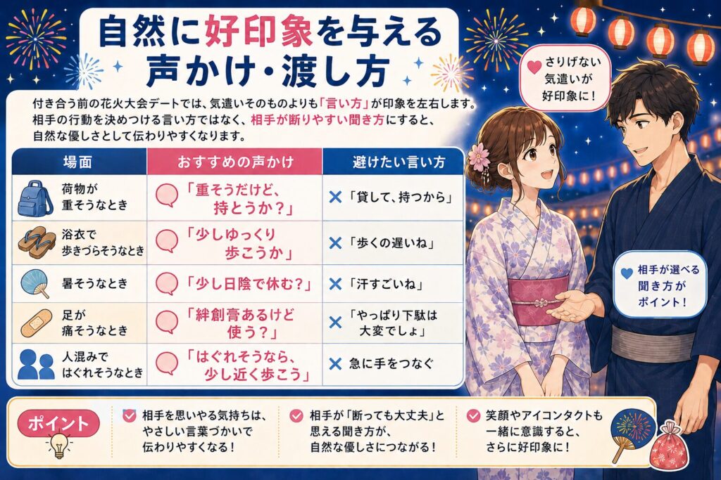 自然に好印象を与える声かけ・渡し方