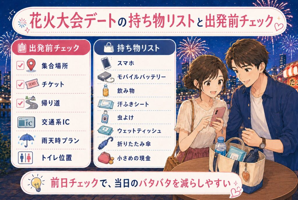 花火大会デートの持ち物リストと出発前チェック