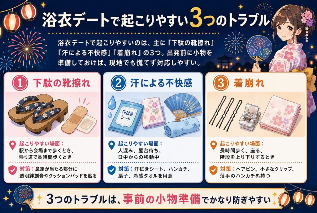 浴衣デートで起こりやすい3つのトラブル