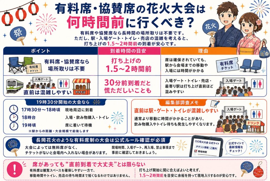 有料席・協賛席の花火大会は何時間前に行くべき?