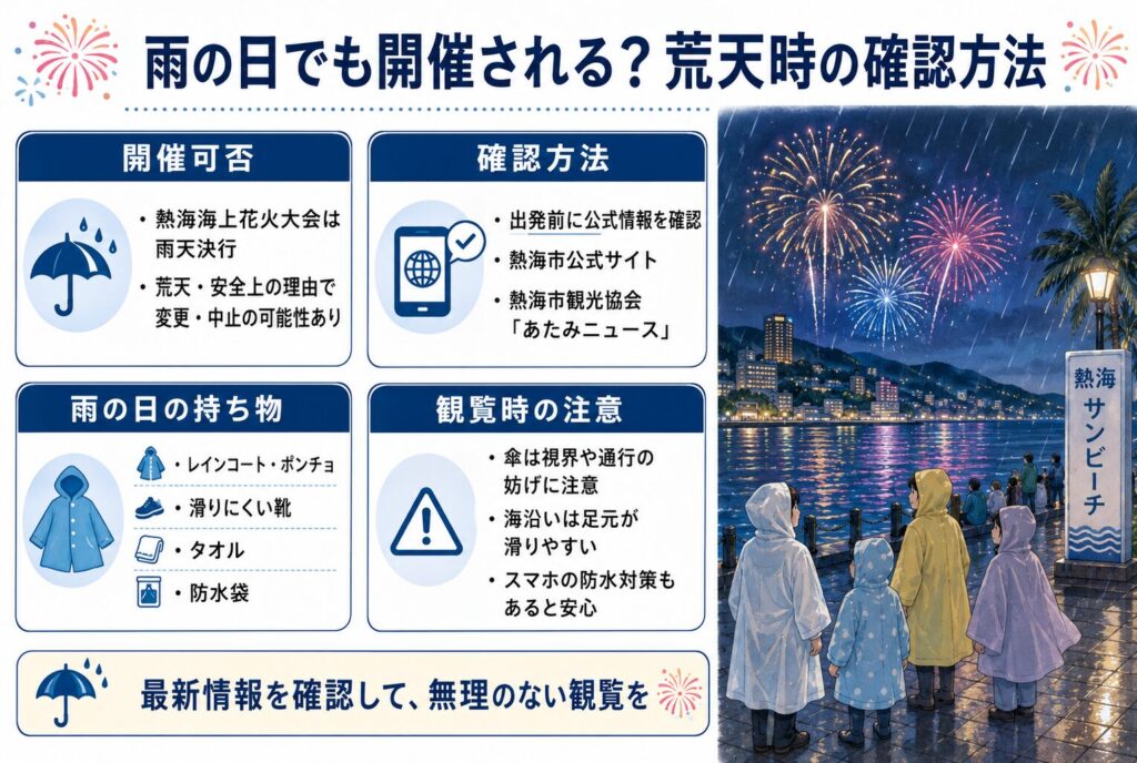 雨の日でも開催される？荒天時の確認方法