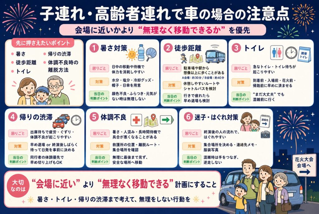 子連れ・高齢者連れで車の場合の注意点