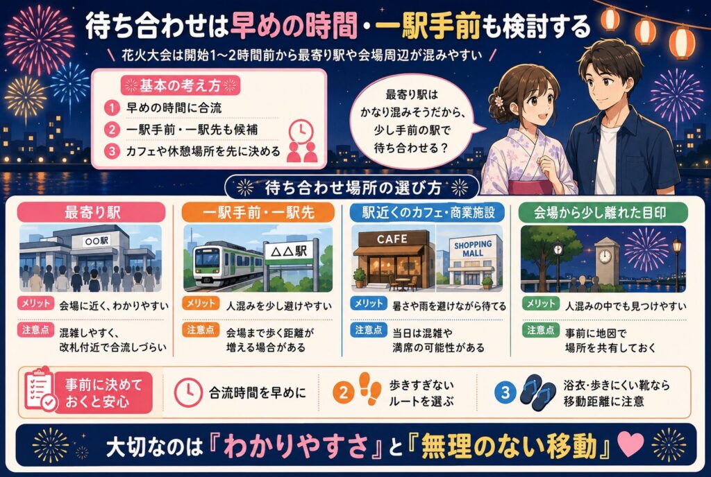 待ち合わせは早めの時間・一駅手前も検討する