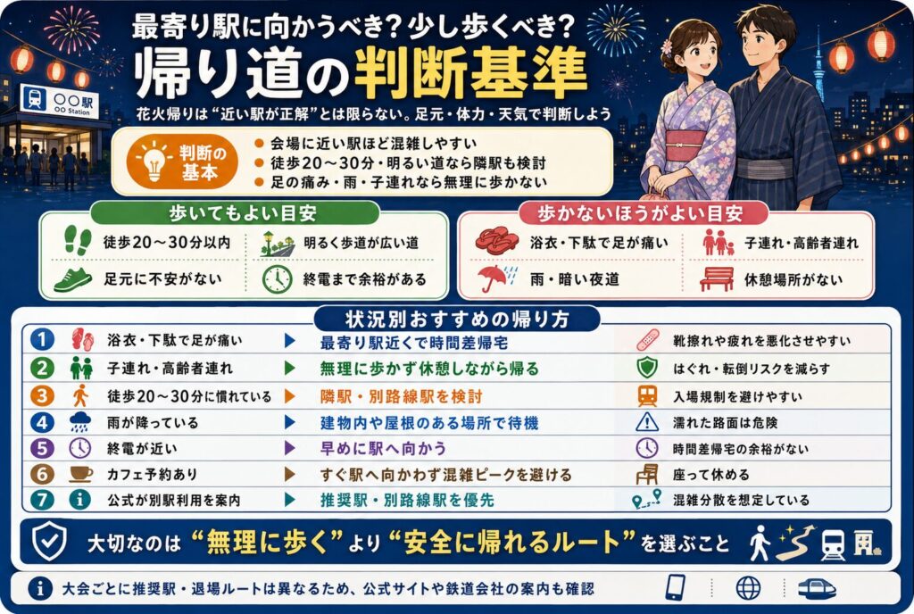 最寄り駅に向かうべき？少し歩くべき？帰り道の判断基準