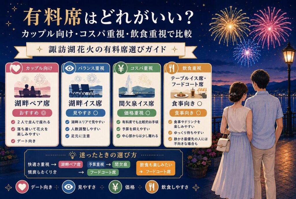 有料席はどれがいい？カップル向け・コスパ重視・飲食重視で比較