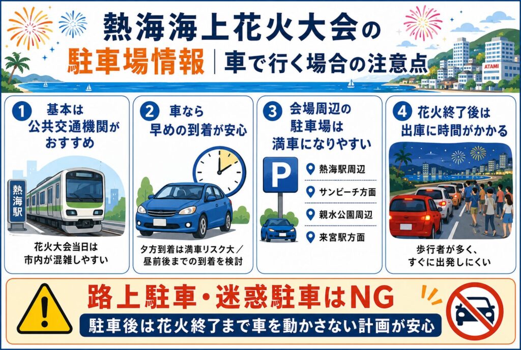 熱海海上花火大会の駐車場情報｜車で行く場合の注意点