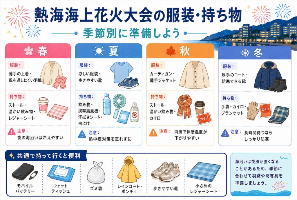 熱海海上花火大会の服装・持ち物｜季節別に準備しよう