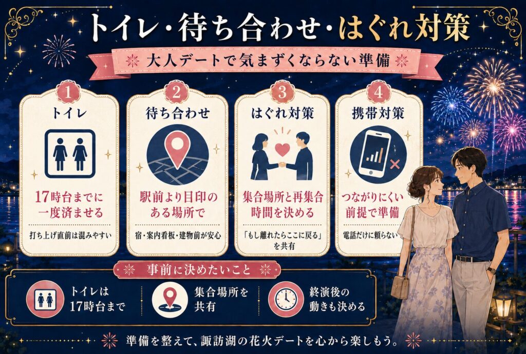 トイレ・待ち合わせ・はぐれ対策｜大人デートで気まずくならない準備