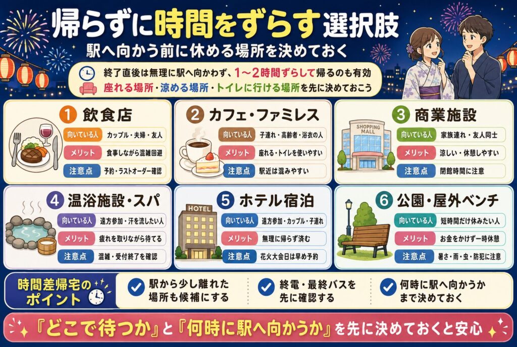 帰らずに時間をずらす選択肢｜駅へ向かう前に休める場所を決めておく