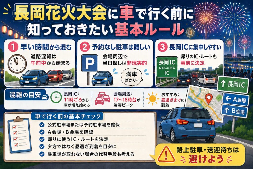 長岡花火大会に車で行く前に知っておきたい基本ルール