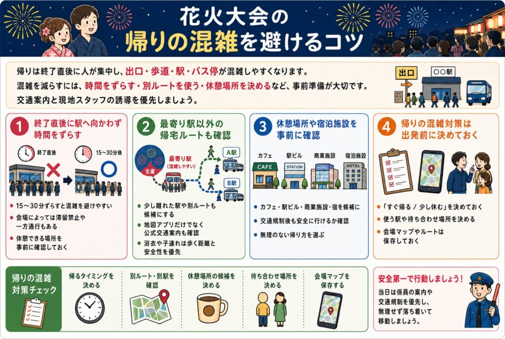花火大会の帰りの混雑を避けるコツ