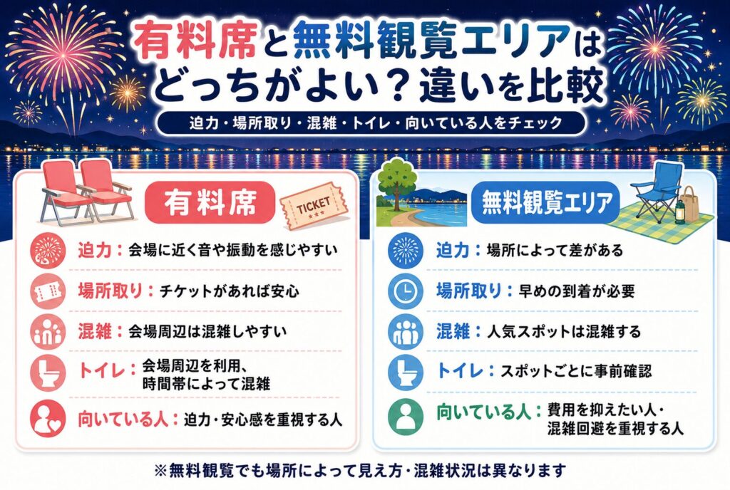 有料席と無料観覧エリアはどっちがよい?違いを比較