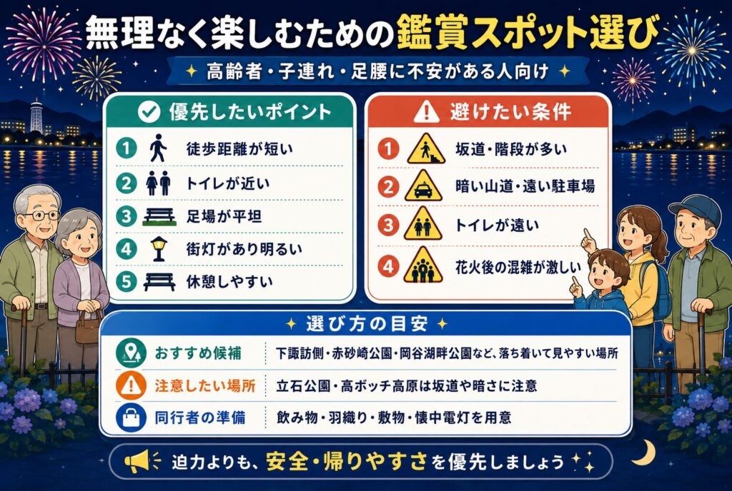 無理なく楽しむための鑑賞スポット選び|高齢者・子連れ・足腰に不安がある人向け
