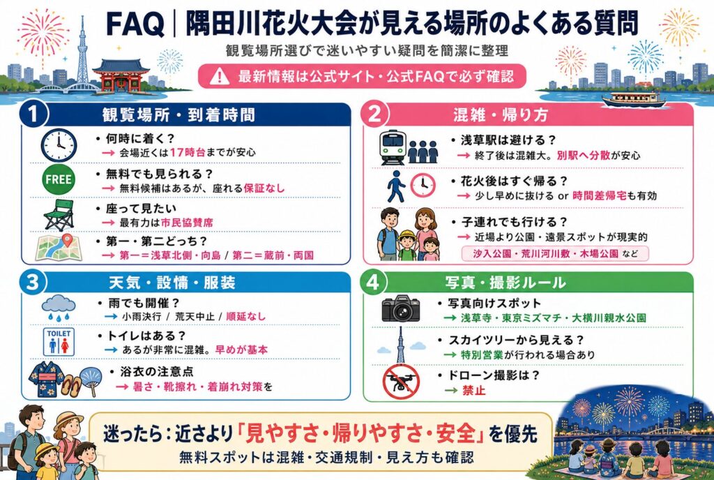 FAQ|隅田川花火大会が見える場所のよくある質問