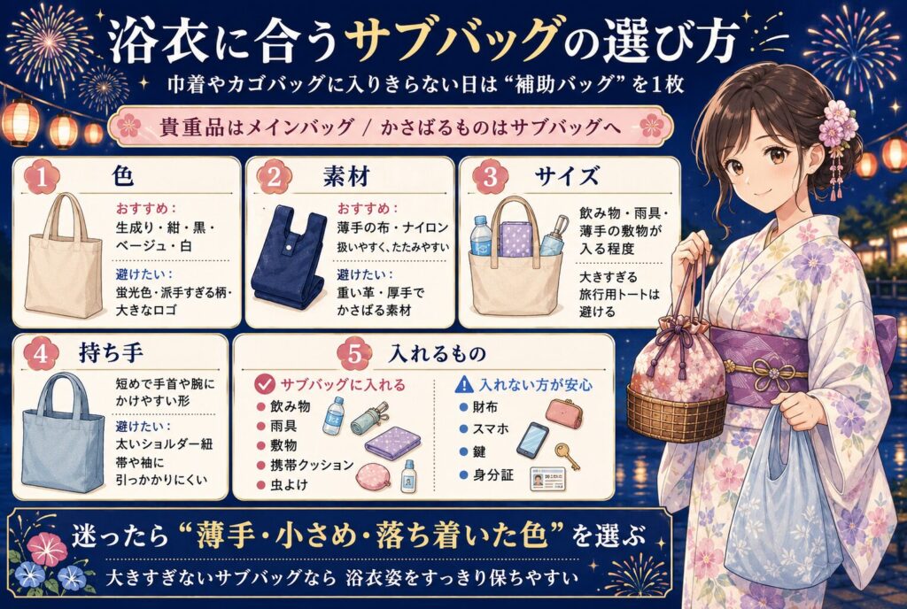 浴衣に合うサブバッグの選び方