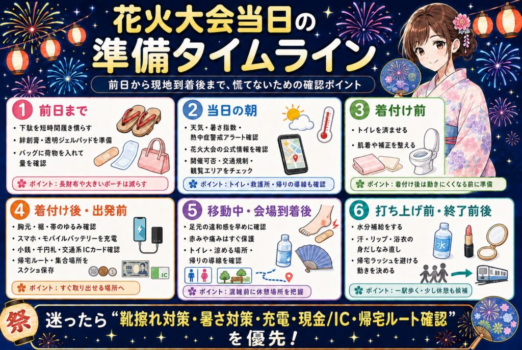 花火大会当日の準備タイムライン