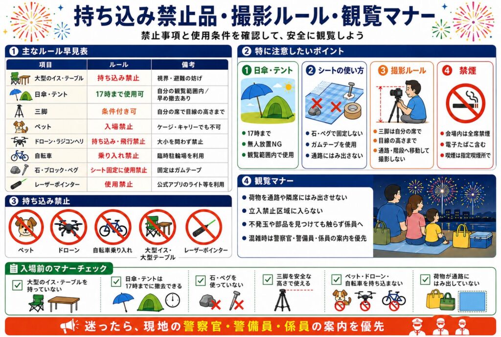 持ち込み禁止品・撮影ルール・観覧マナー