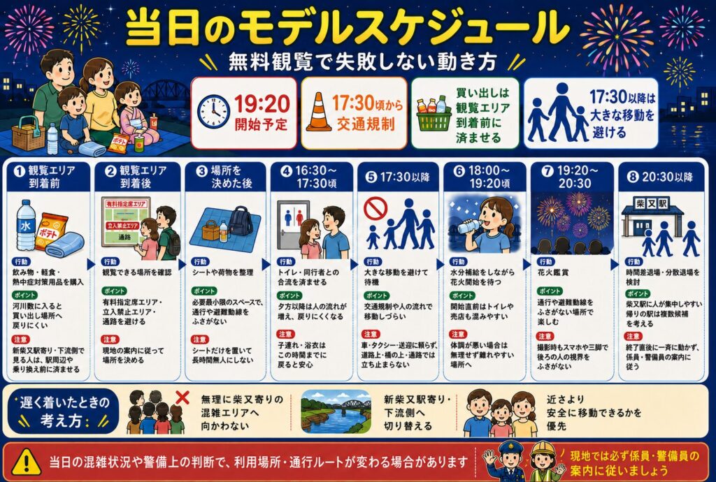 当日のモデルスケジュール|無料観覧で失敗しない動き方