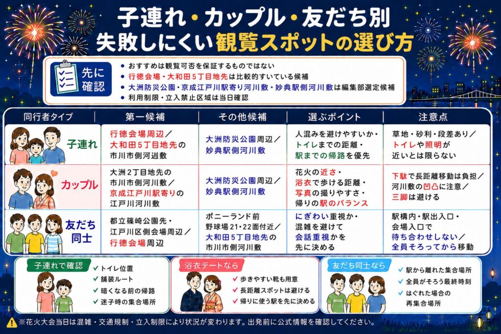 子連れ・カップル・友だち別｜失敗しにくい観覧スポットの選び方