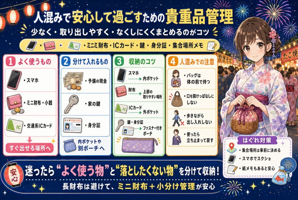 人混みで安心して過ごすための貴重品管理