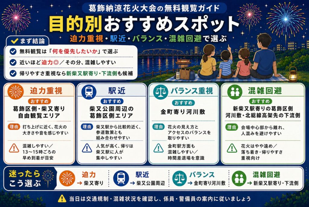 目的別おすすめスポット|迫力重視・駅近・混雑回避で選ぶ