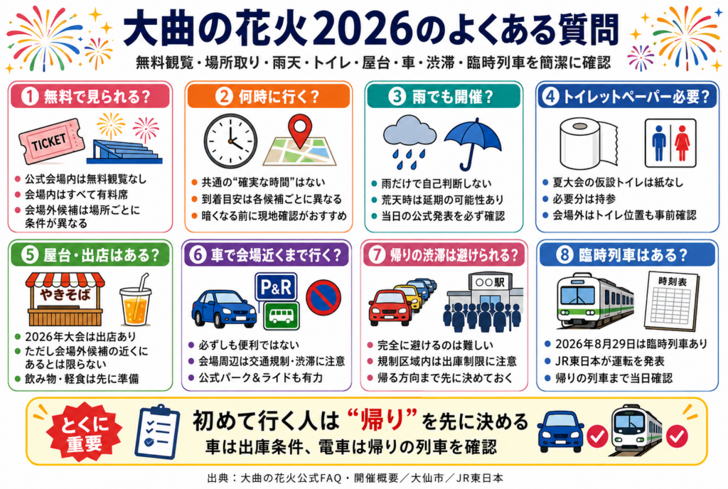 大曲の花火2026のよくある質問