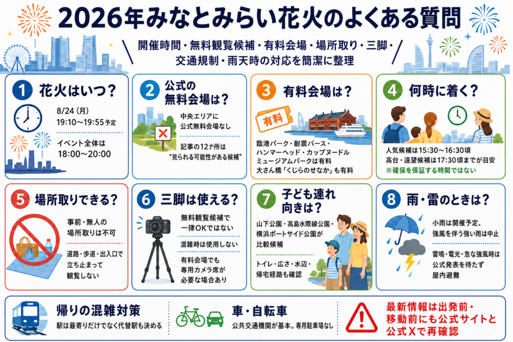 2026年みなとみらい花火のよくある質問