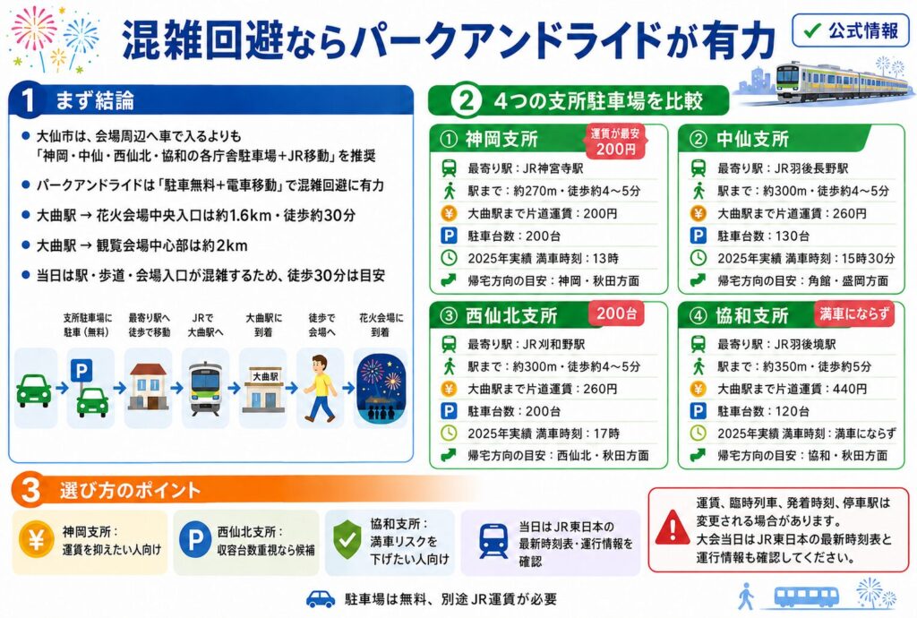 混雑回避ならパークアンドライドが有力