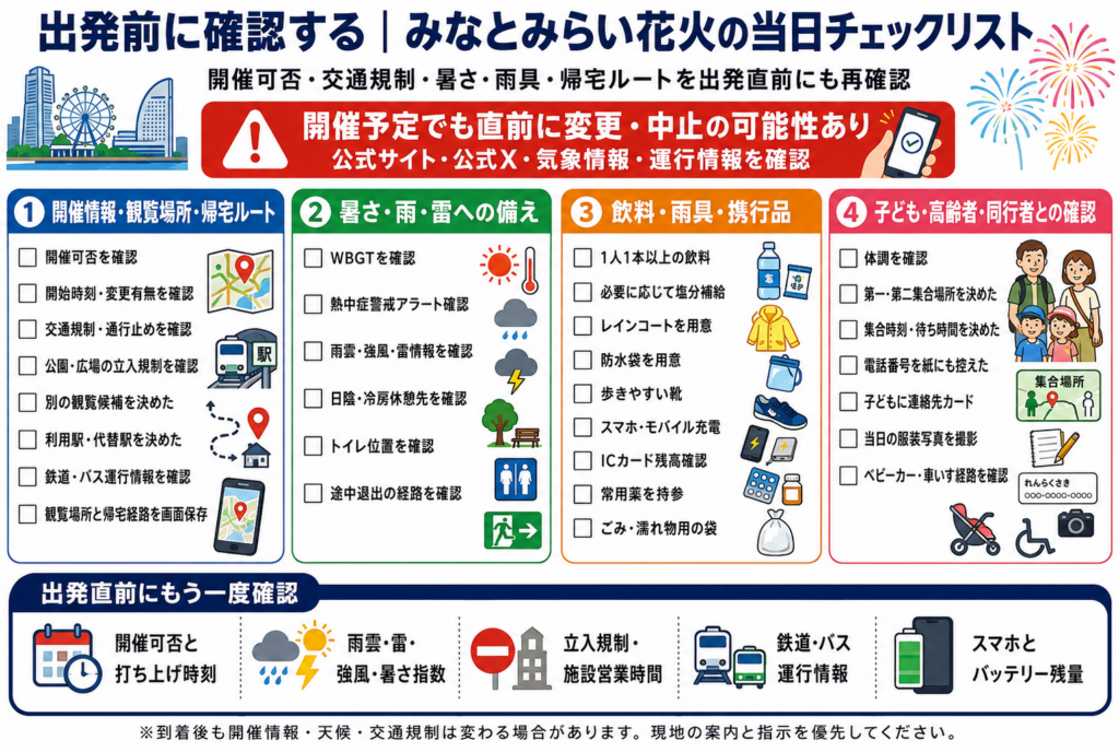 出発前に確認する｜みなとみらい花火の当日チェックリスト
