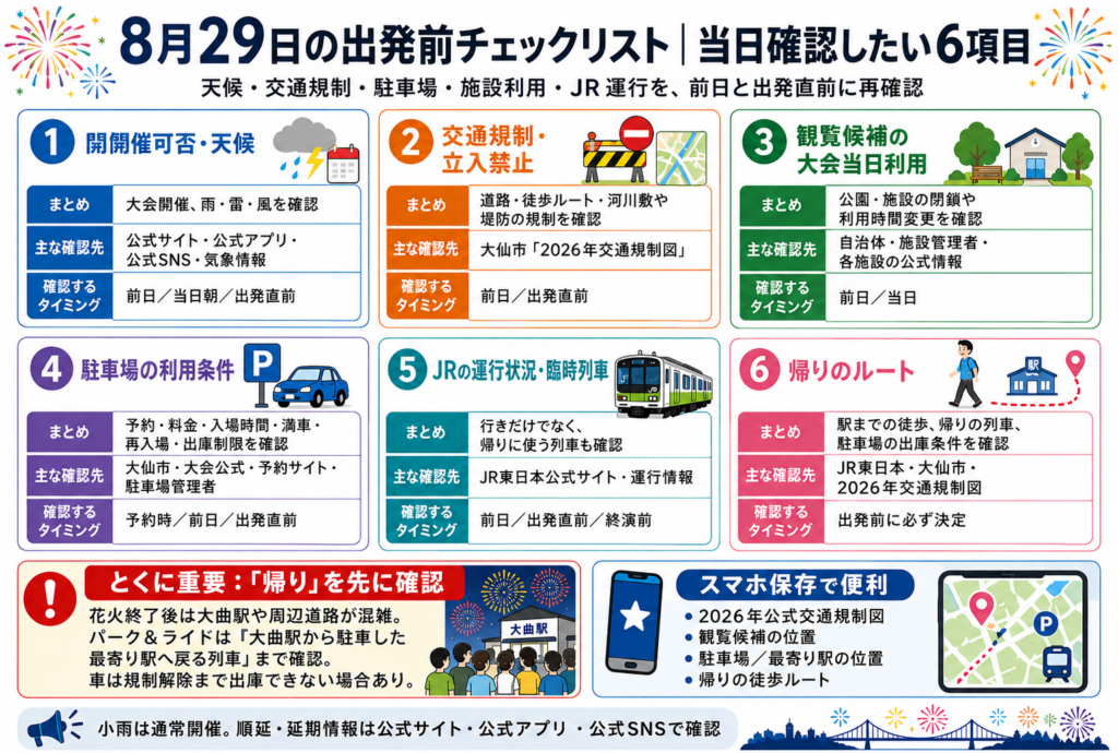 8月29日の出発前チェックリスト｜当日確認したい6項目