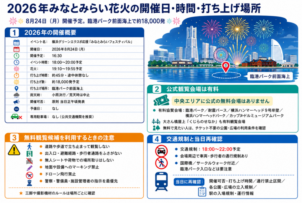 2026年みなとみらい花火の開催日・時間・打ち上げ場所